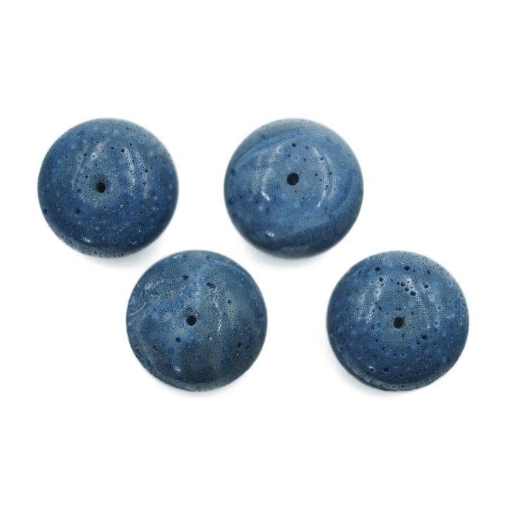 Piedra Natural 18x14mm Rondel Coral Azul Esponja