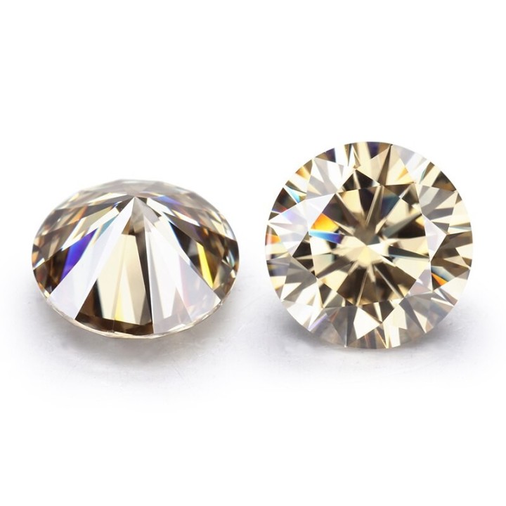 Champagne Gema Moissanite Redonda 6.5mm (1 Ct) C/certificado