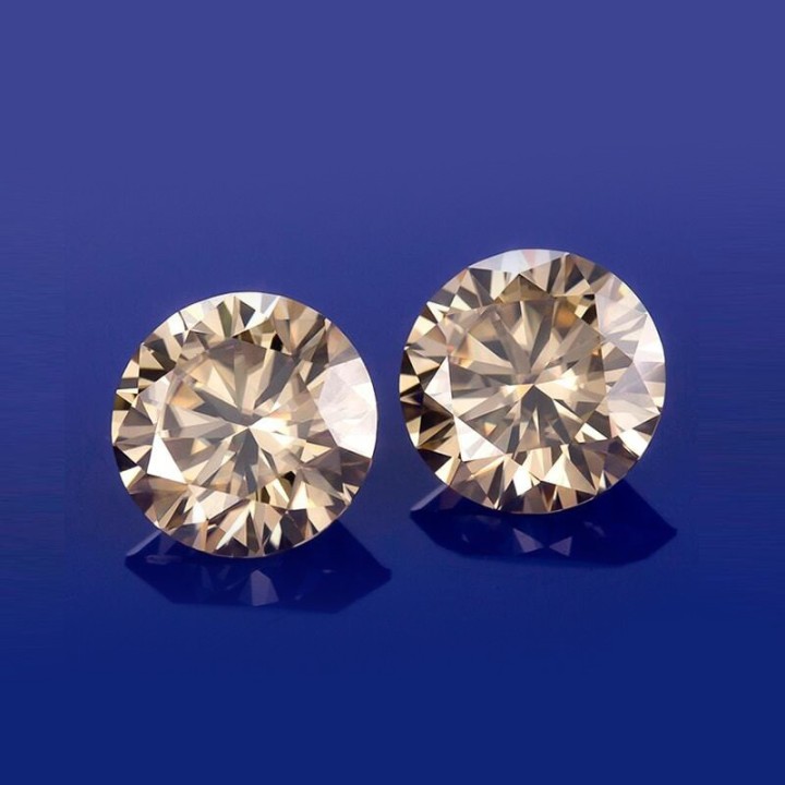Champagne Gema Moissanite Redonda 6.5mm (1 Ct) C/certificado