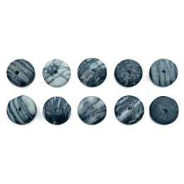 Piedra Natural 10x6mm Rondel Black Picaso