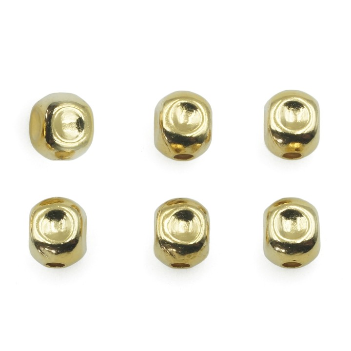 Cubo perforado 6 mm de laton para collar y pulsera