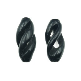 Piedra Natural 15x30mm Barril Plano Black Obsidiana