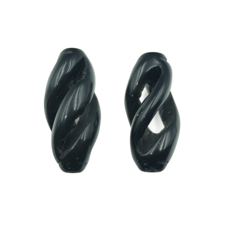 Piedra Natural 15x30mm Barril Plano Black Obsidiana