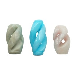 Piedra Natural 15x30mm Barril Plano Multicolor
