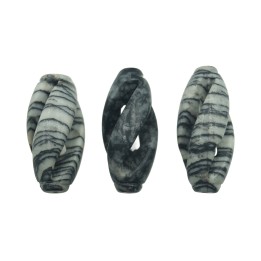 Piedra Natural 15x30mm Barril Plano Black Picaso