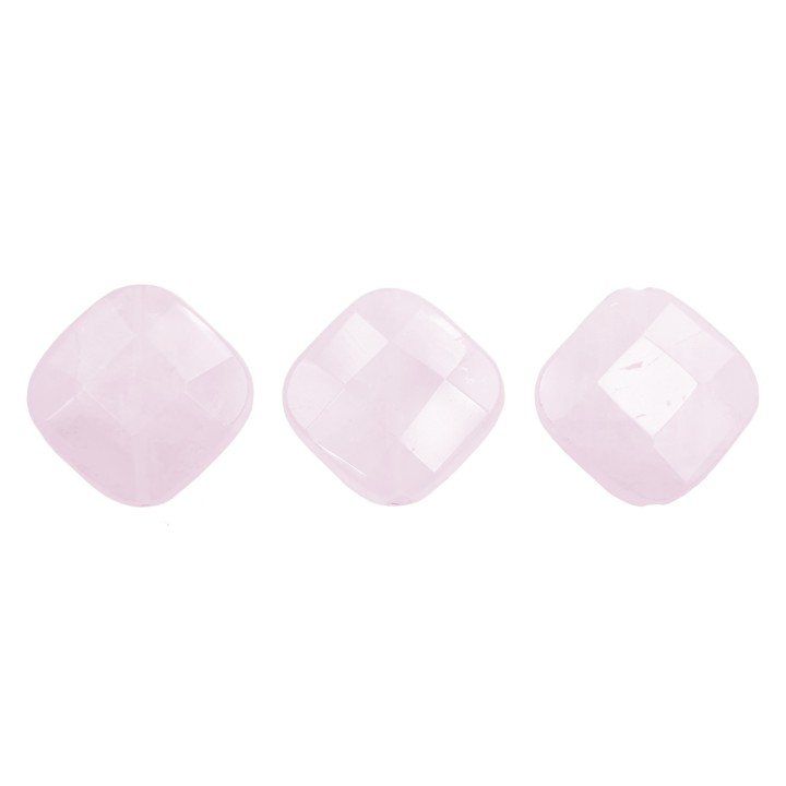 Piedra Natural 20mm Rombo Facetado Rosa Quartz