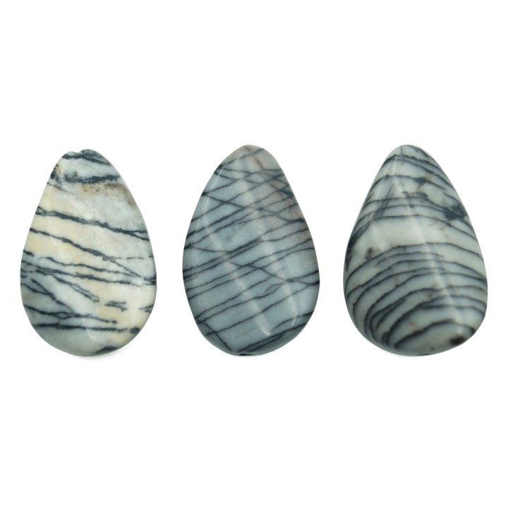 Piedra Natural 16x25x6mm Lagrima Ondulada Black Picaso