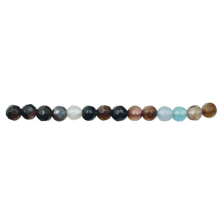 Piedra Natural 4mm Bola Facetada Multicolor con Rosa