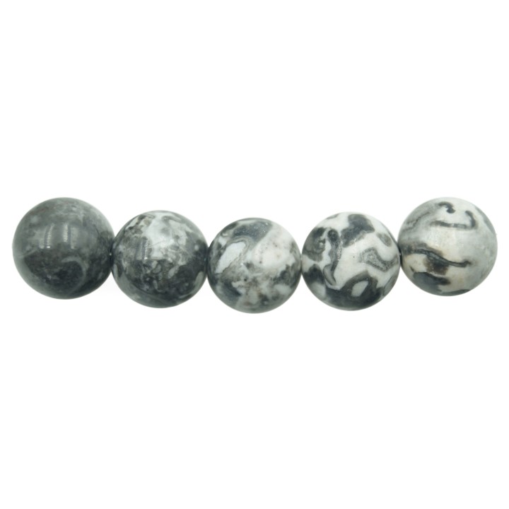 Piedra Natural 12mm Bola Black White Jasper