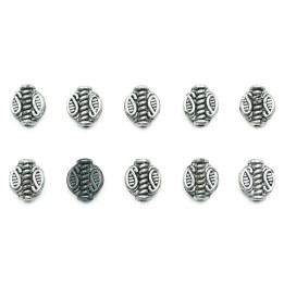 Oval grabado 9x8mm de pewter para collar pulsera y aretes