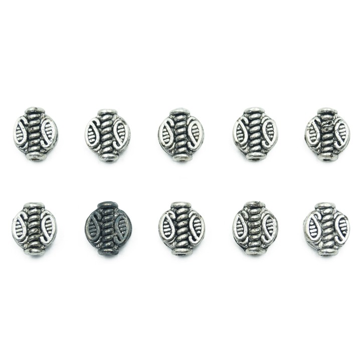 Oval grabado 9x8mm de pewter para collar pulsera y aretes