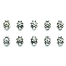 Cilindro con flor 9x7mm de pewter para collar pulsera y aretes
