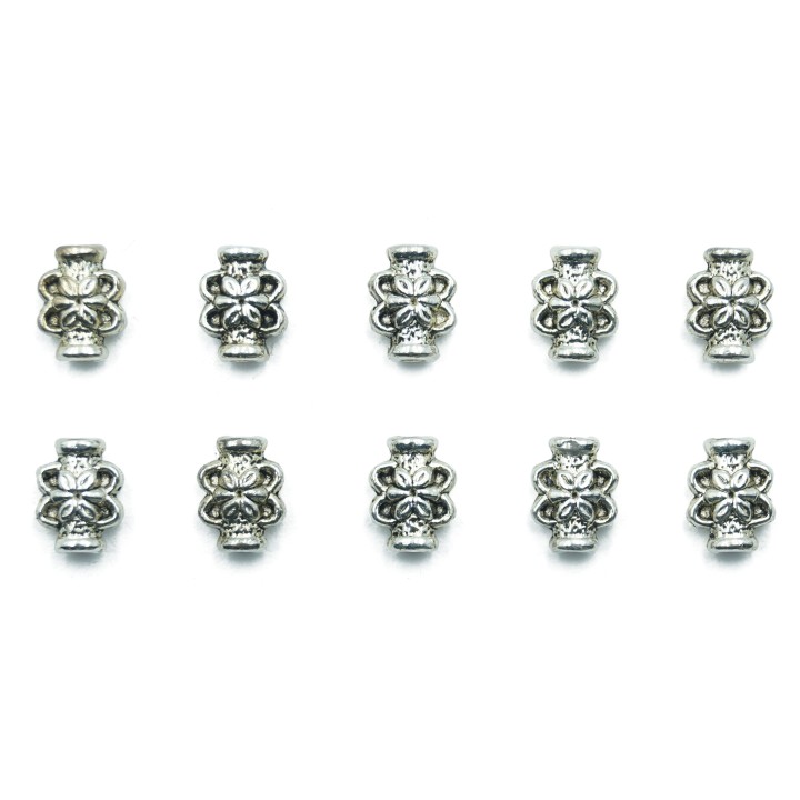 Cilindro con flor 9x7mm de pewter para collar pulsera y aretes