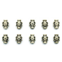 Cilindro con flor 9x7mm de pewter para collar pulsera y aretes