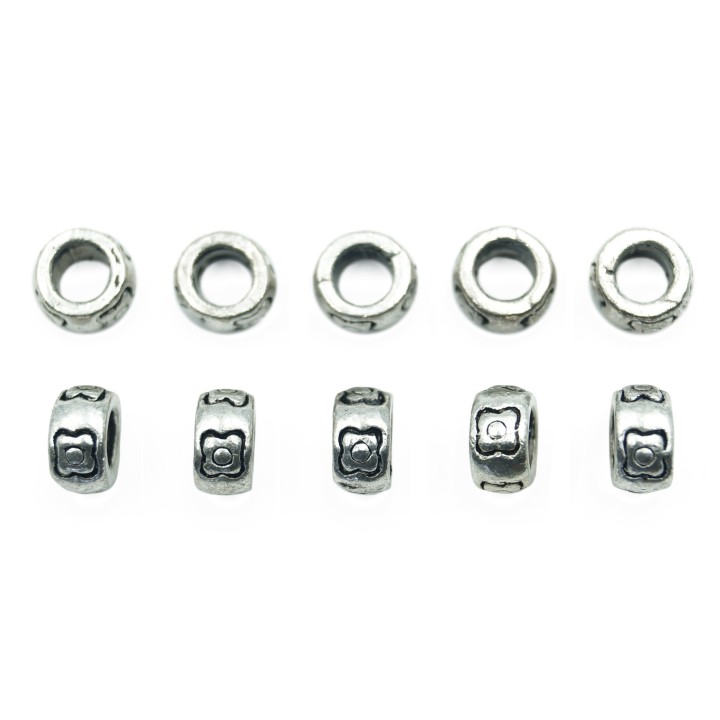 Dona con figuras 8x4mm de pewter para collar pulsera y aretes