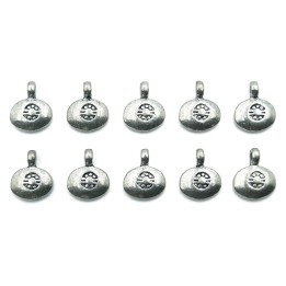 Oval con flor 12x10mm de pewter para collar pulsera y aretes
