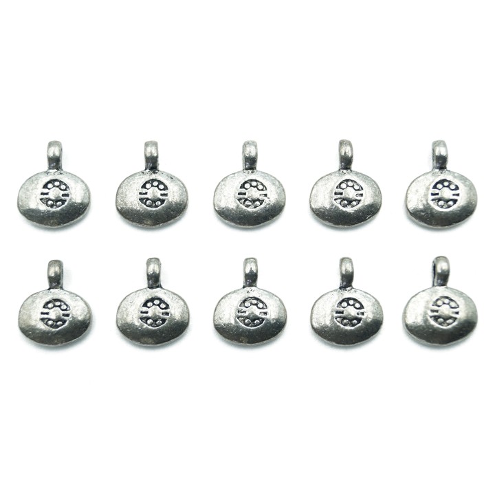 Oval con flor 12x10mm de pewter para collar pulsera y aretes