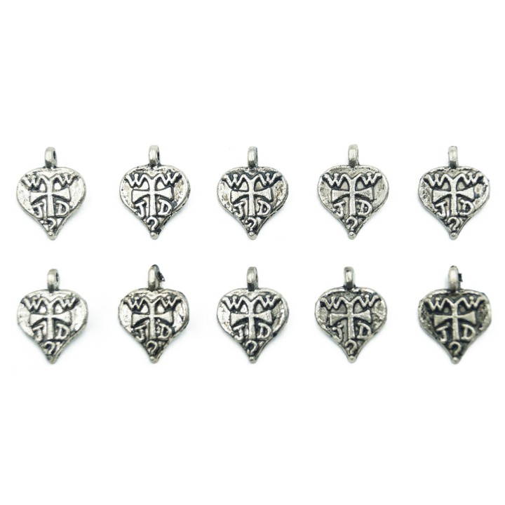 Corazon con cruz 14x11mm de pewter para collar y pulsera