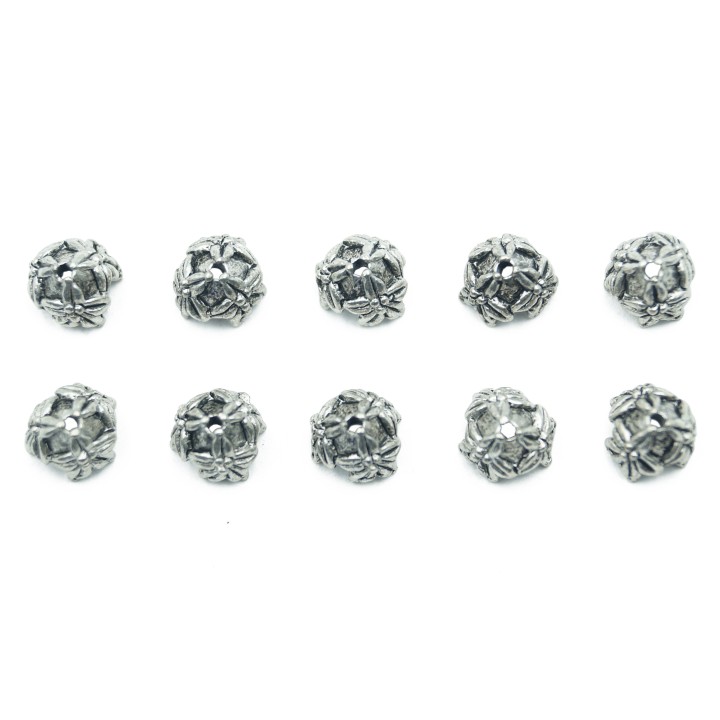 Casquillo con flor 7mm de pewter para collar pulsera y aretes