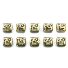 Cuadro con flor 8x8mm de pewter para collar pulsera y aretes