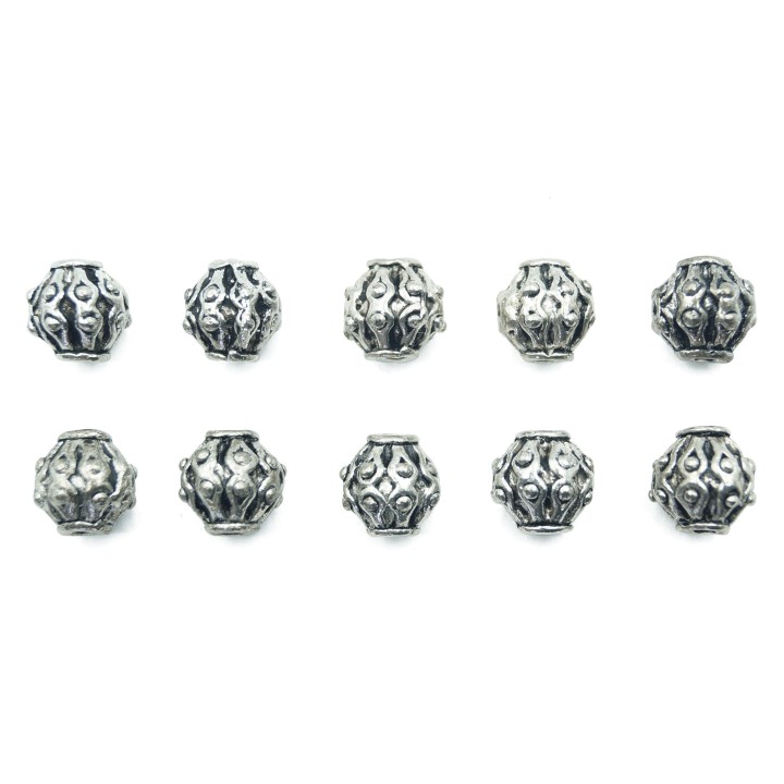 Bola grabada 8mm de pewter para collar pulsera y aretes