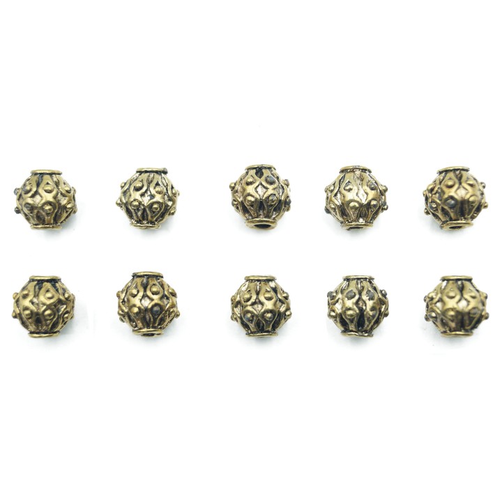 Bola grabada 8mm de pewter para collar pulsera y aretes