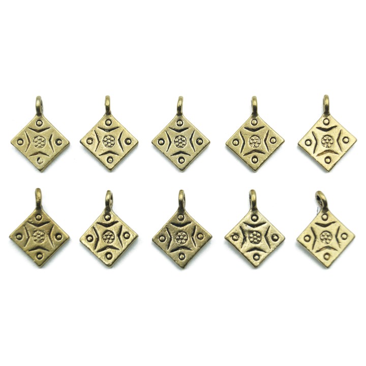 Rombo con figuras 18x14mm de pewter para collar pulsera y aretes