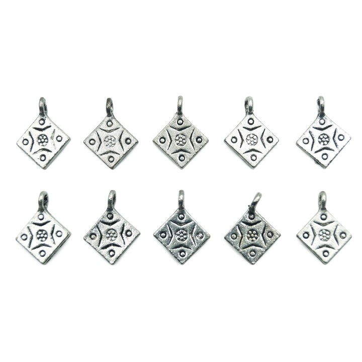 Rombo con figuras 18x14mm de pewter para collar pulsera y aretes