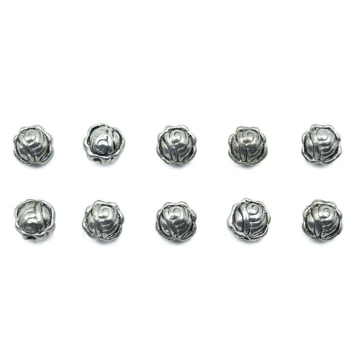 Flor con perforacion 7x6mm de pewter para collar pulsera y aretes