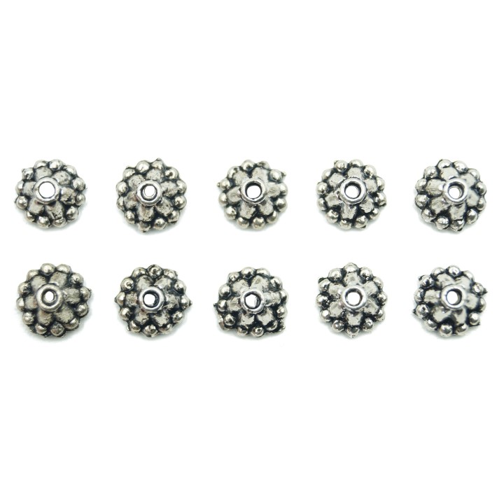 Casquillo rallado 8x4mm de pewter para collar pulsera y aretes