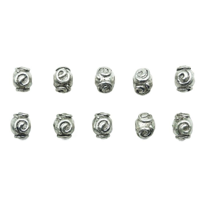 Bola con flor 6mm de pewter para collar pulsera y aretes
