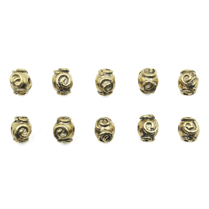 Bola con flor 6mm de pewter para collar pulsera y aretes