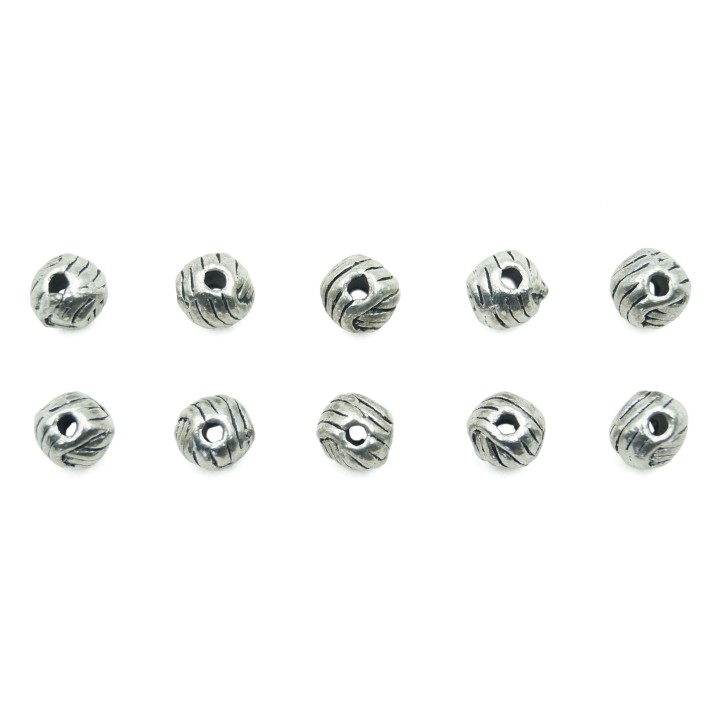 Bola rallada 5mm de pewter para collar pulsera y aretes