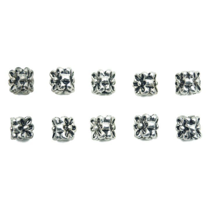 Flor cuadrada 6x6mm de pewter para collar pulsera y aretes