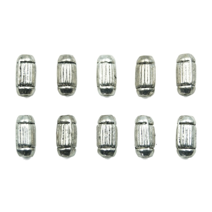 Cilindro ondulado 8x4mm de pewter para collar pulsera y aretes