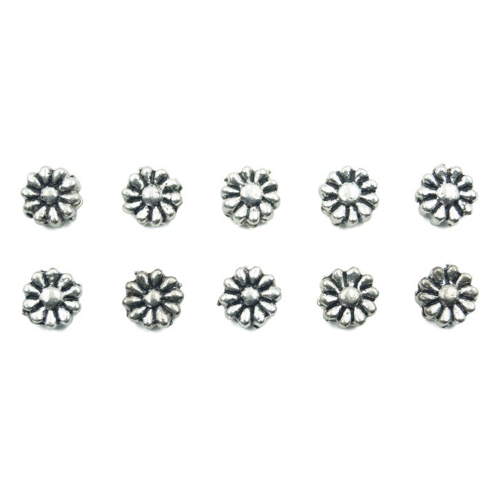 Flor redonda 6mm de pewter para collar pulsera y aretes