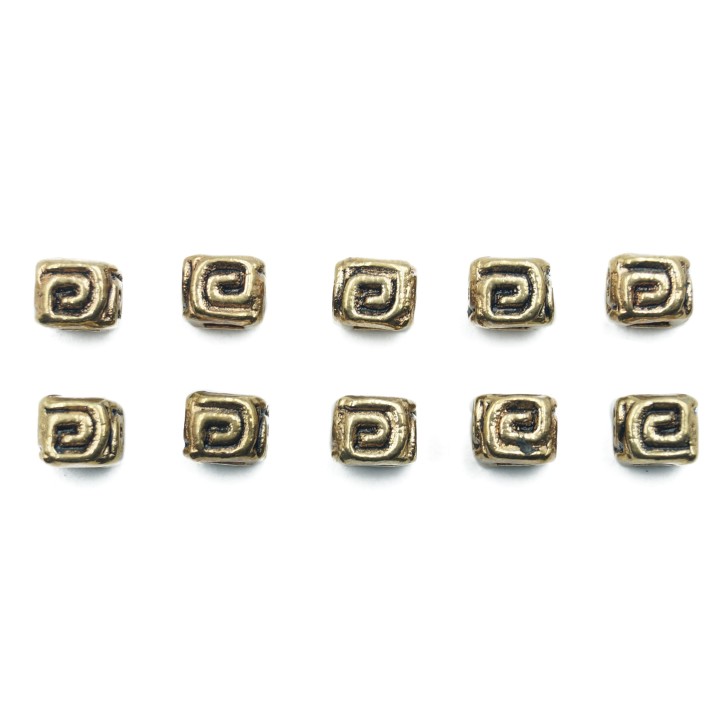 Cubo grabado 5x5mm de pewter para collar pulsera y aretes