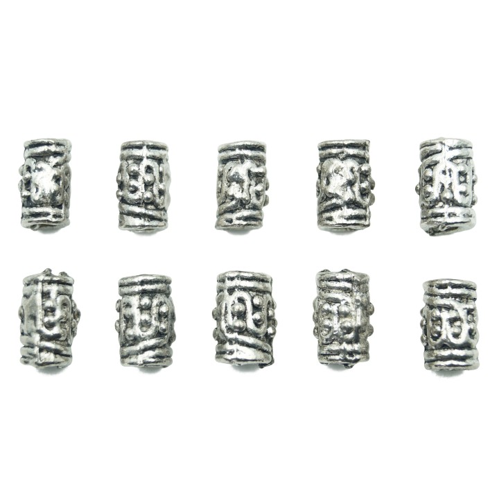 Cilindro grabado 10x8mm de pewter para collar pulsera y aretes
