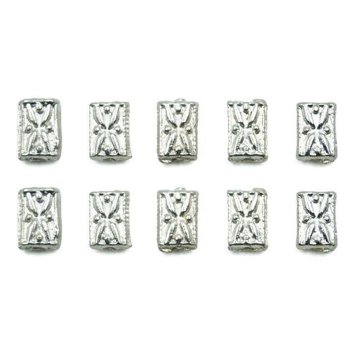 Rectangulo grabado 8x5mm de pewter para collar pulsera y aretes