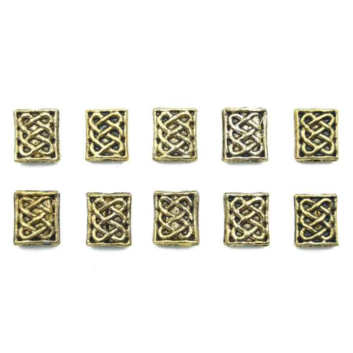 Rectangulo grabado 10x8mm de pewter para collar pulsera y aretes