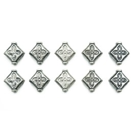Rombo con flor 10x10mm de pewter para collar pulsera y aretes