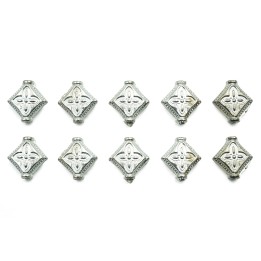 Rombo con flor 10x10mm de pewter para collar pulsera y aretes