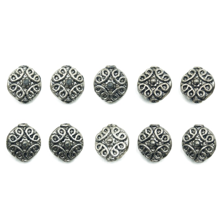 Redondo grabado 12mm de pewter para collar pulsera y aretes