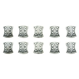Rectangulo grabado 9x7mm de pewter para collar pulsera y aretes