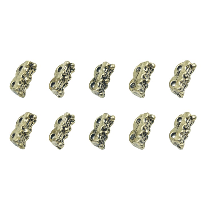 Rectangulo grabado 2 argollas 9x5mm de pewter para collar pulsera y aretes