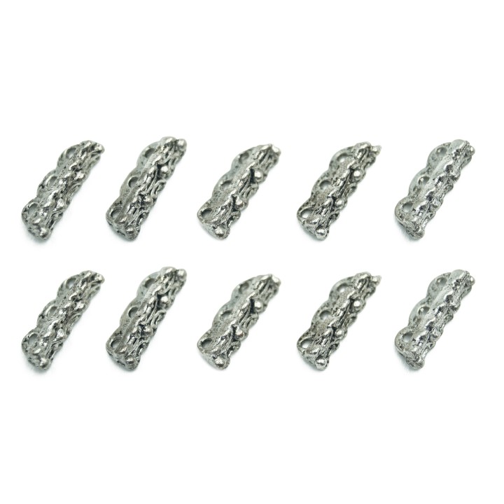 Rectangulo grabado 3 argollas 15x9mm de pewter para collar pulsera y aretes