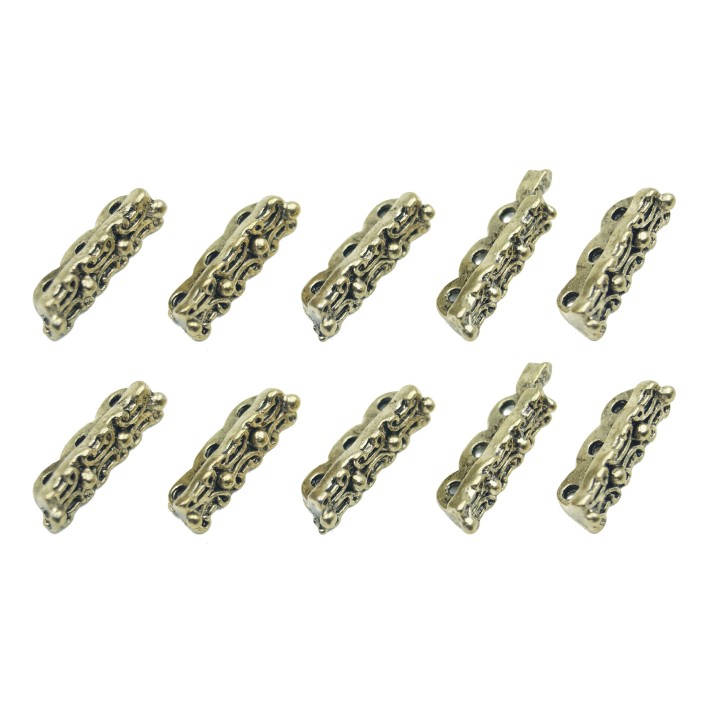 Rectangulo grabado 3 argollas 15x9mm de pewter para collar pulsera y aretes