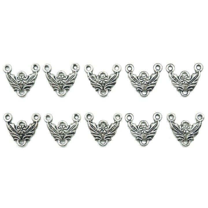 Hojas con flor y argolla 16x14mm de pewter para collar pulsera y aretes