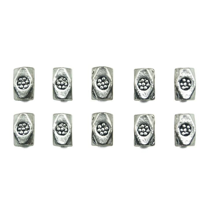 Rectangulo con flor 8x5mm de pewter para collar pulsera y aretes