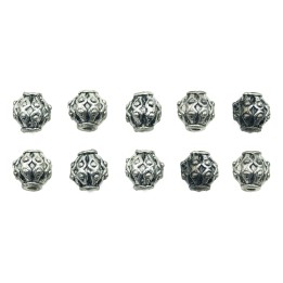 Bola grabada 8mm de pewter para collar pulsera y aretes